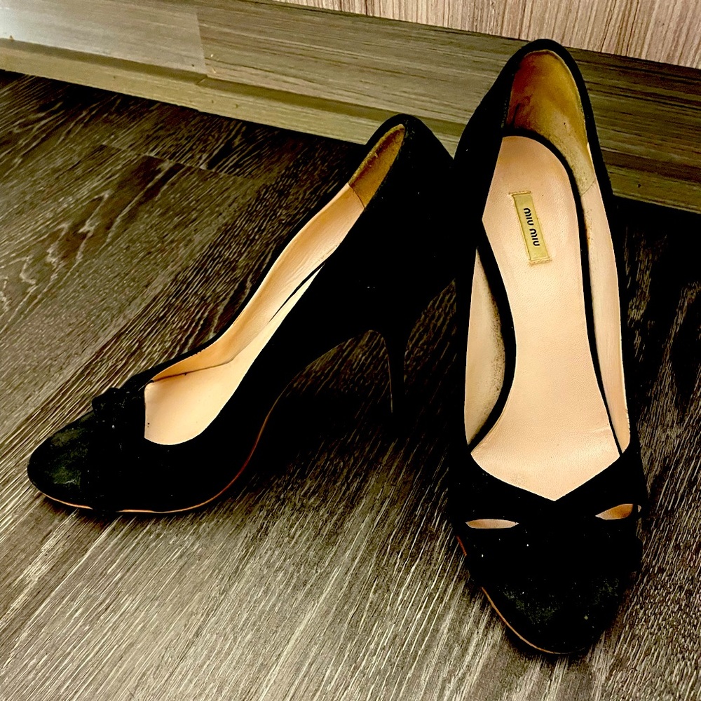 Miu Miu Prada Black Suede Heels *Free shipping